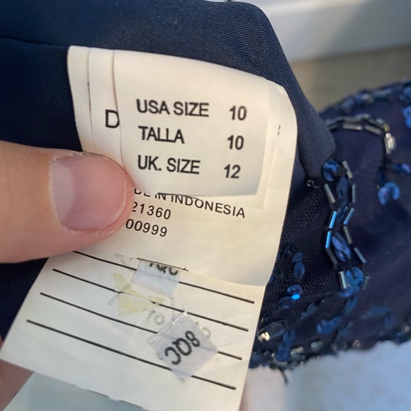 Mori Lee navy blue beaded bridesmaid dress - Picture 7 of 9